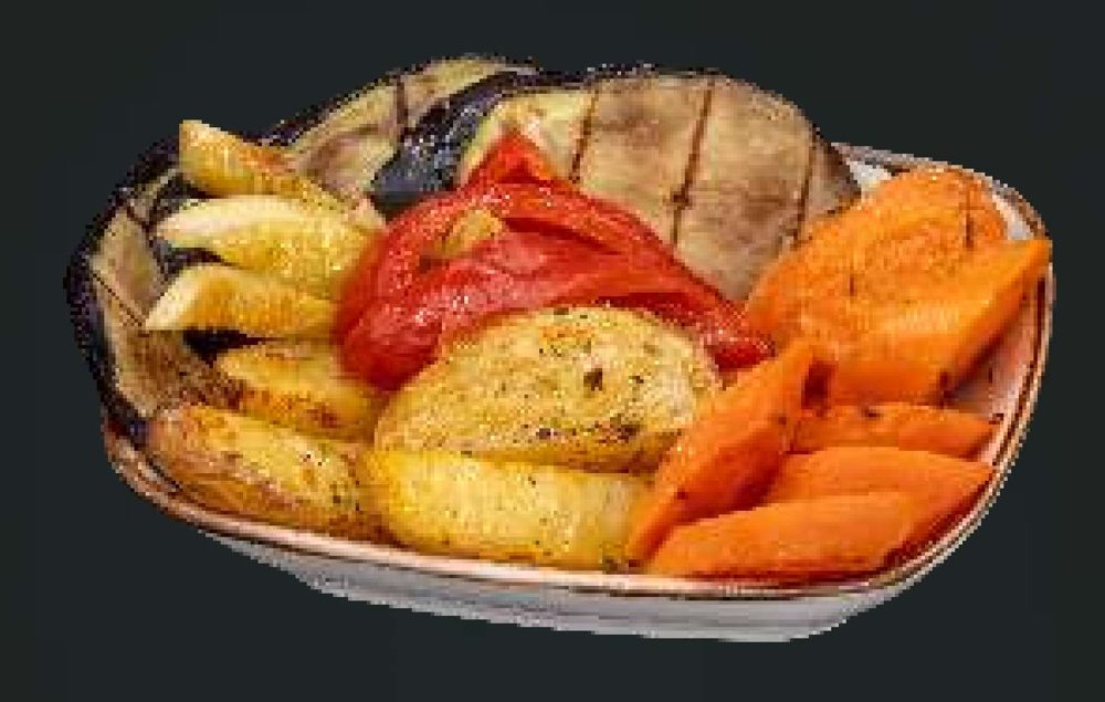 Legumes Salteados e Batata Rústica